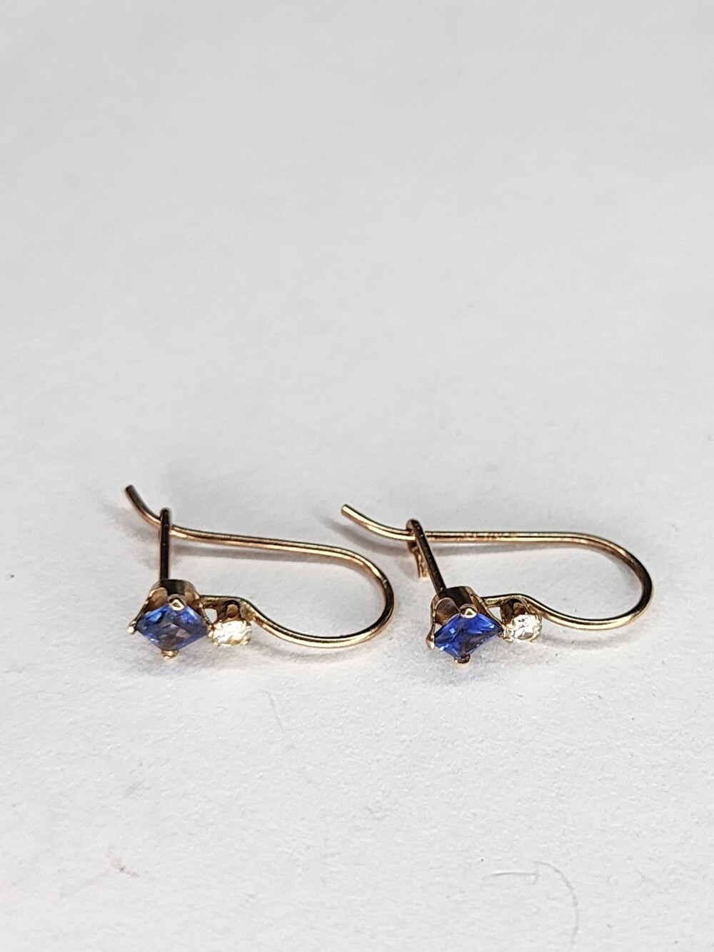 10k yellow gold Lab Created sapphire earrings
